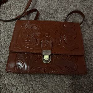 Patricia Nash Embossed Brown Crossbody Bag